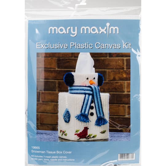 Mary Maxim 5&#x27;&#x27; Snowman Plastic Canvas Tissue Box Kit, 7ct.